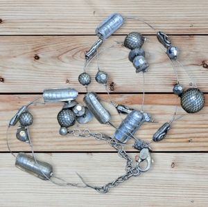 #26 Chico's silver-tone layered bead multi-strand necklace